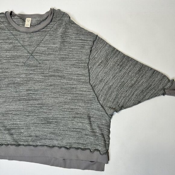 We the Free People Thermal Waffle Knit Top Shirt Size Small Gray Oversized - Picture 3 of 12